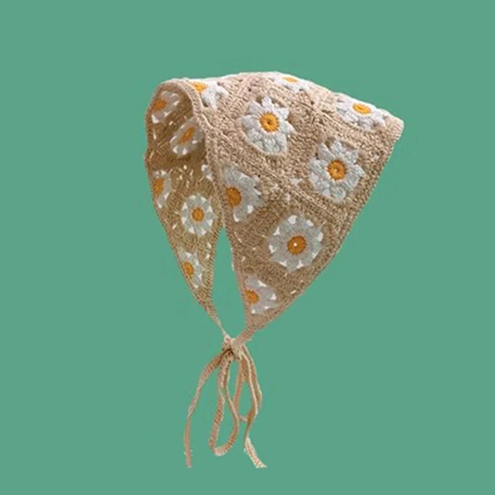 Korean Sweet Handmade Crochet Headband Scarf Stylish Triangle Design For Women 0