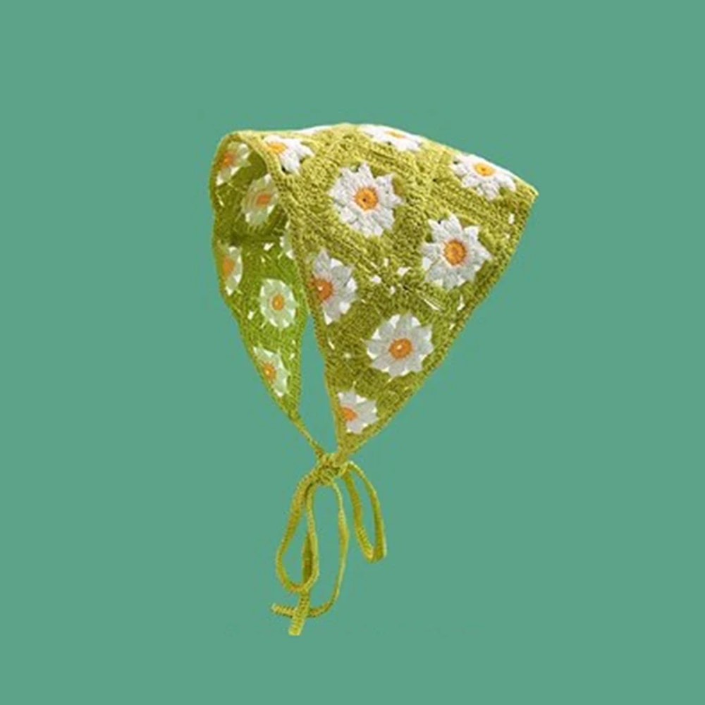 Korean Sweet Handmade Crochet Headband Scarf Stylish Triangle Design For Women 3