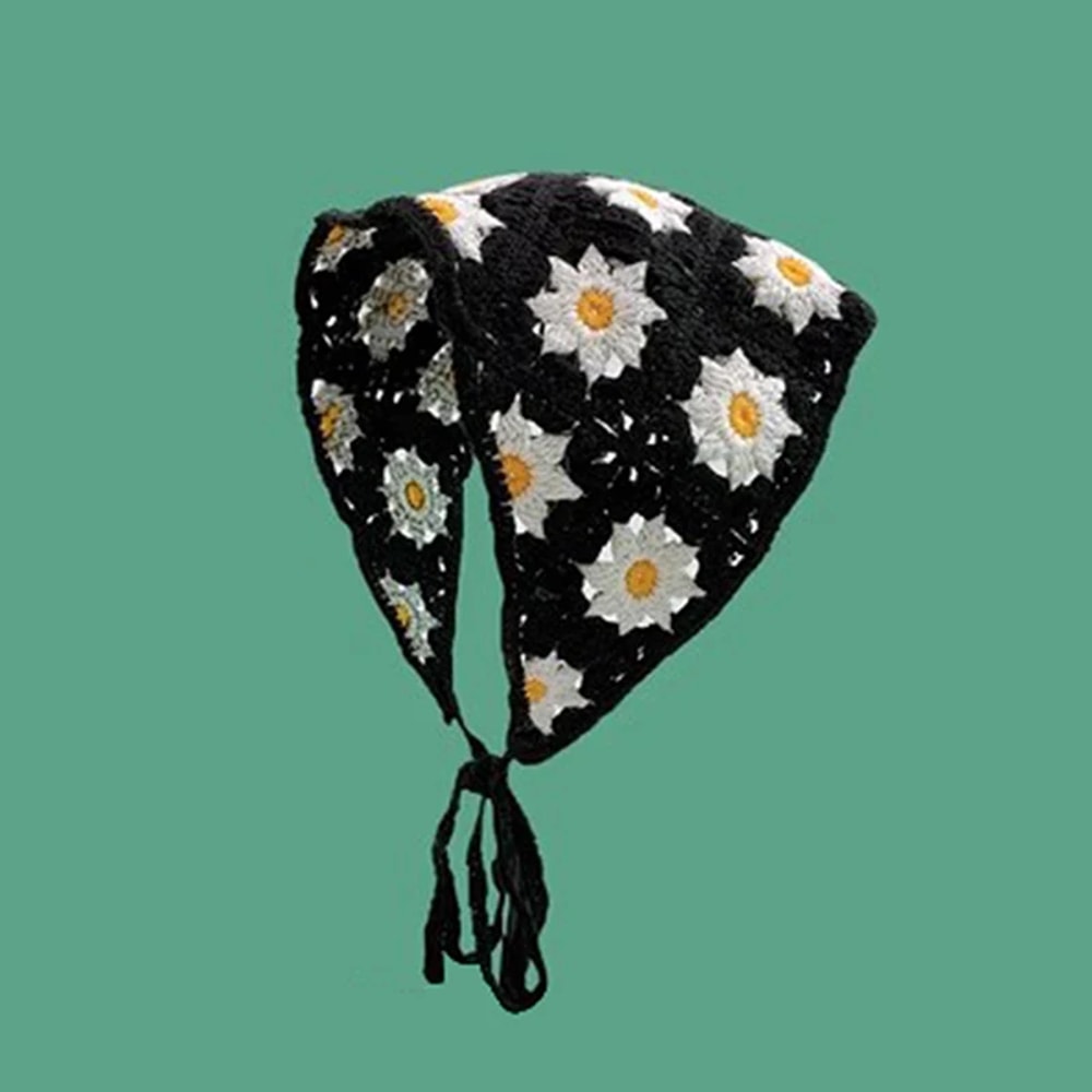 Korean Sweet Handmade Crochet Headband Scarf Stylish Triangle Design For Women 4