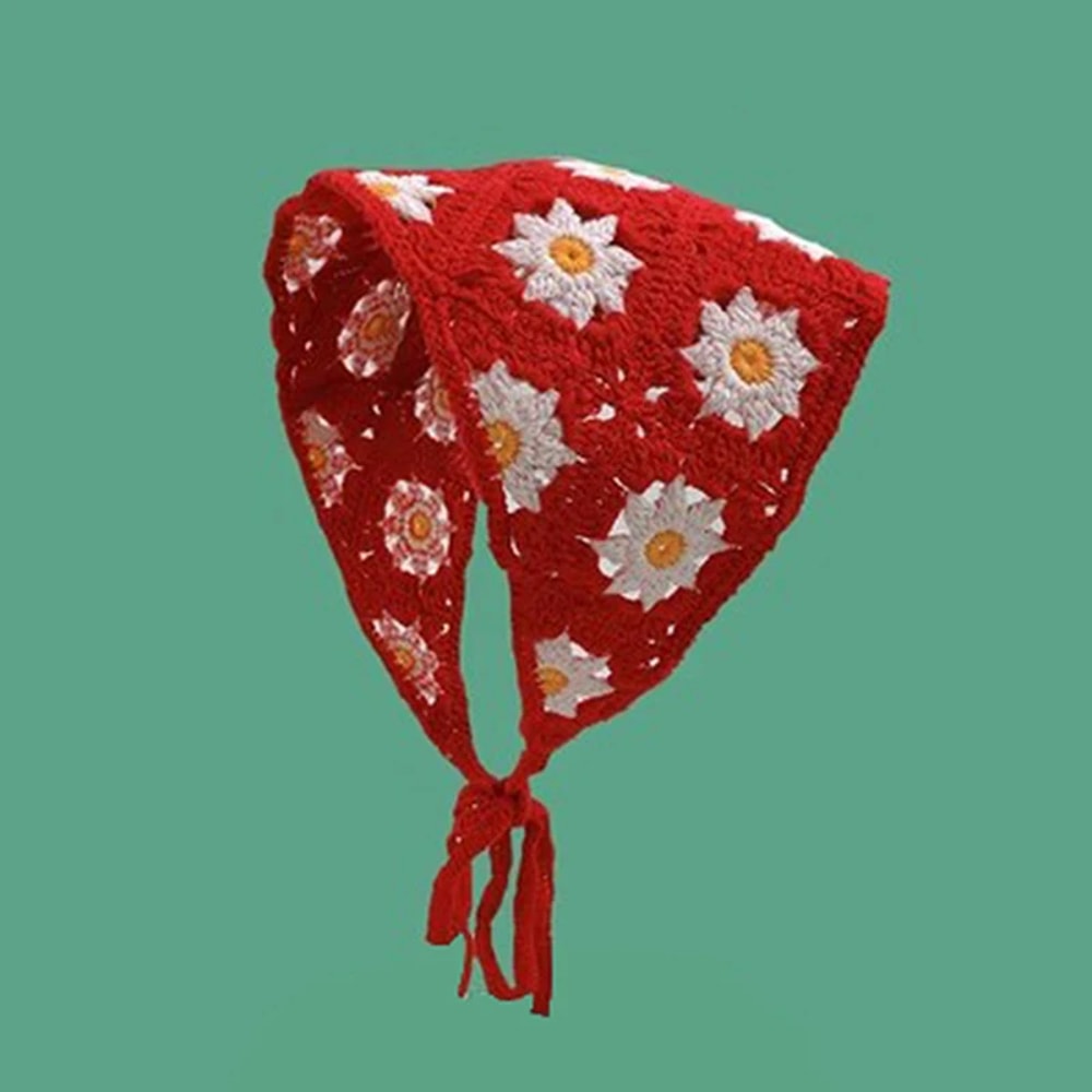 Korean Sweet Handmade Crochet Headband Scarf Stylish Triangle Design For Women 1