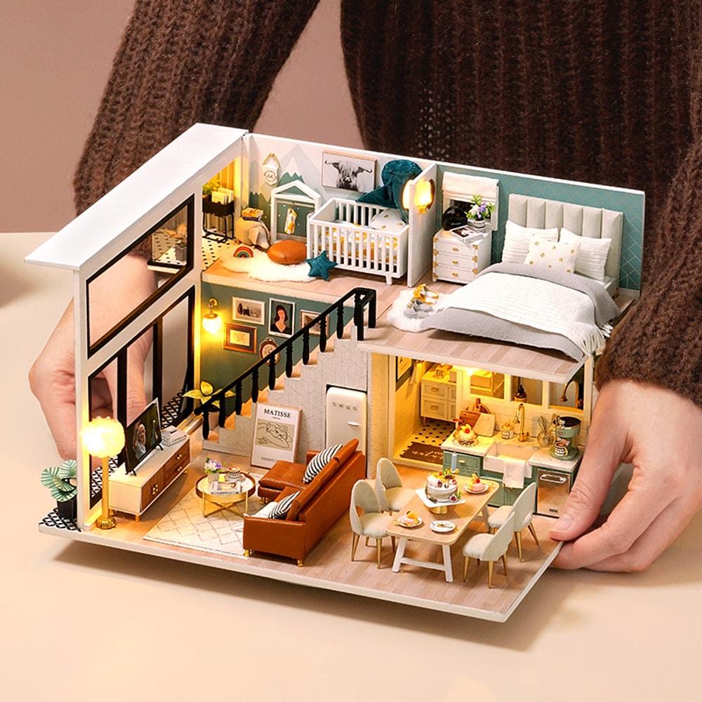 DIY 3D Wooden Doll House Kit With Furniture Fun Creative Craft For Kids Adults 6