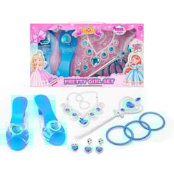 princess jewelry set for girls, crystal shoes, necklace, crown, earrings & bracelet, dress up & role play accessories
