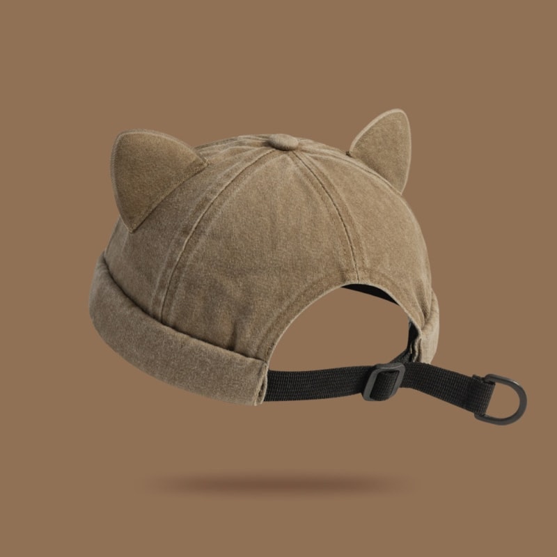 Cute Cat Ears Beanie Hat Breathable Cotton Casual Cap For Unisex 0