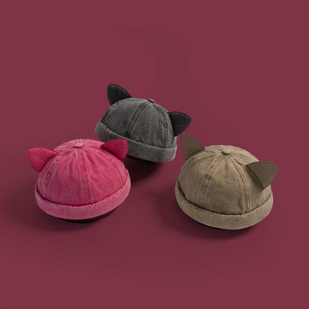 Cute Cat Ears Beanie Hat Breathable Cotton Casual Cap For Unisex 3