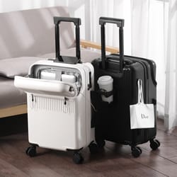 stylish business carry-on luggage with cup holder, compact lightweight suitcase