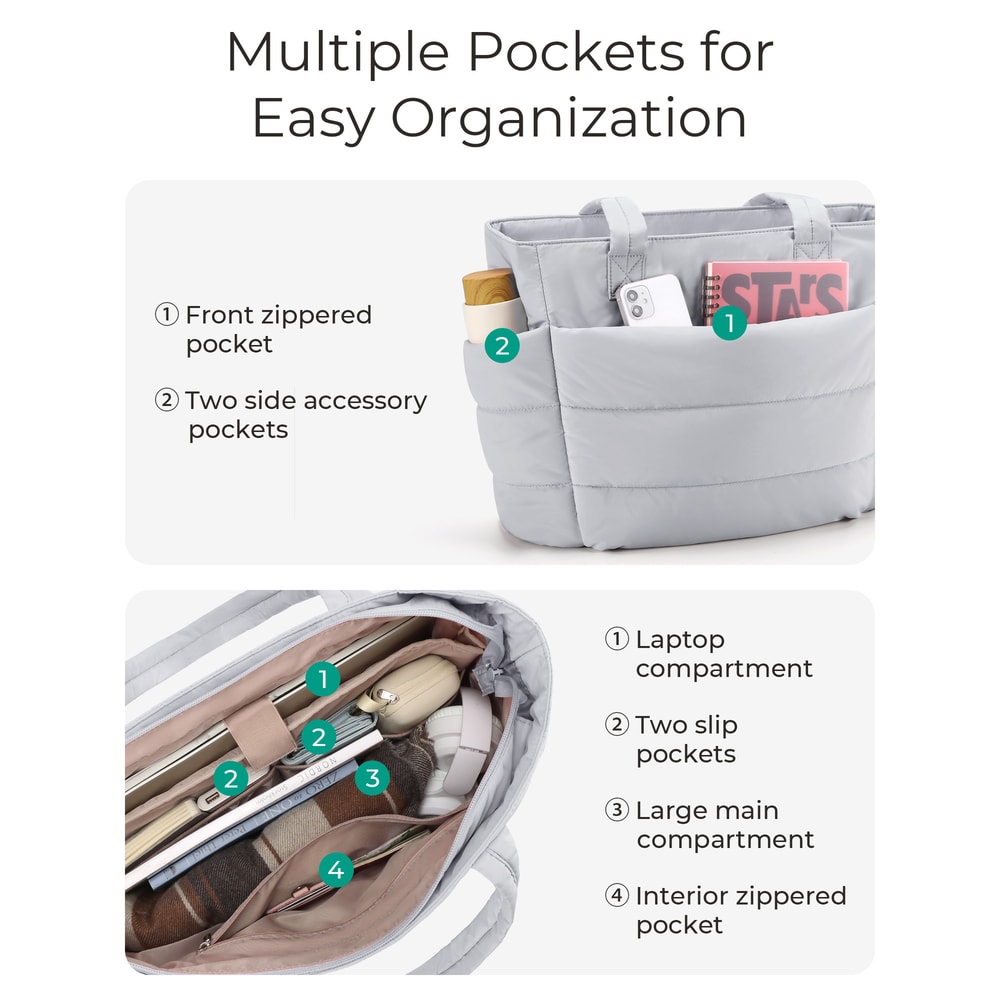 Stylish Puffer Tote Bag For Women Spacious Handbag For School Travel Commuting 3