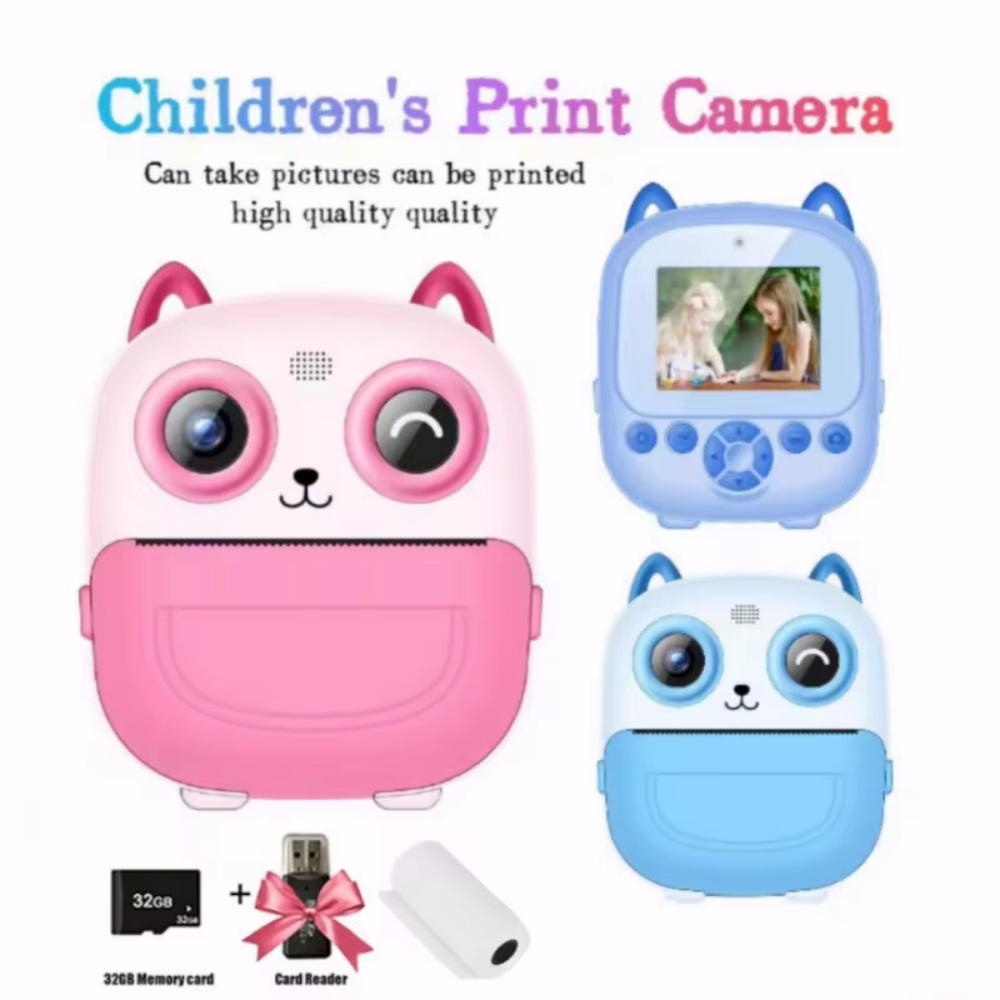 Super Cute Kids Digital Camera, 1080P Video Camera with Thermal Print Feature, Perfect for Children Birthdays