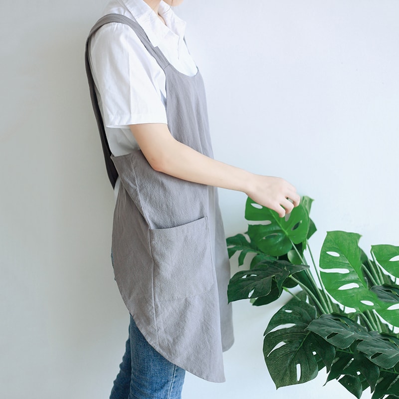 Women Cotton Linen Cross Back Apron, Versatile Japanese-Style Housework, Gardening, & Baking Wrap for Comfort & Style