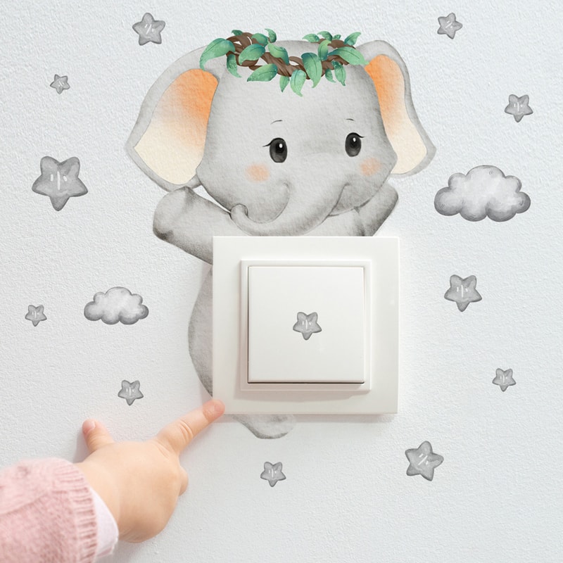 Cute Animal Wall Stickers For Kids SelfAdhesive Giraffe Bear Elephant Bedroom Decor 2