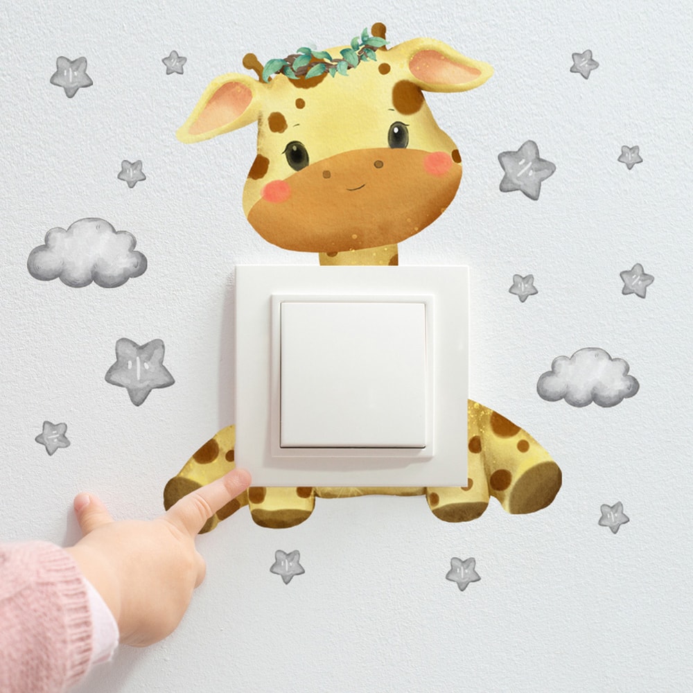 Cute Animal Wall Stickers For Kids SelfAdhesive Giraffe Bear Elephant Bedroom Decor 3