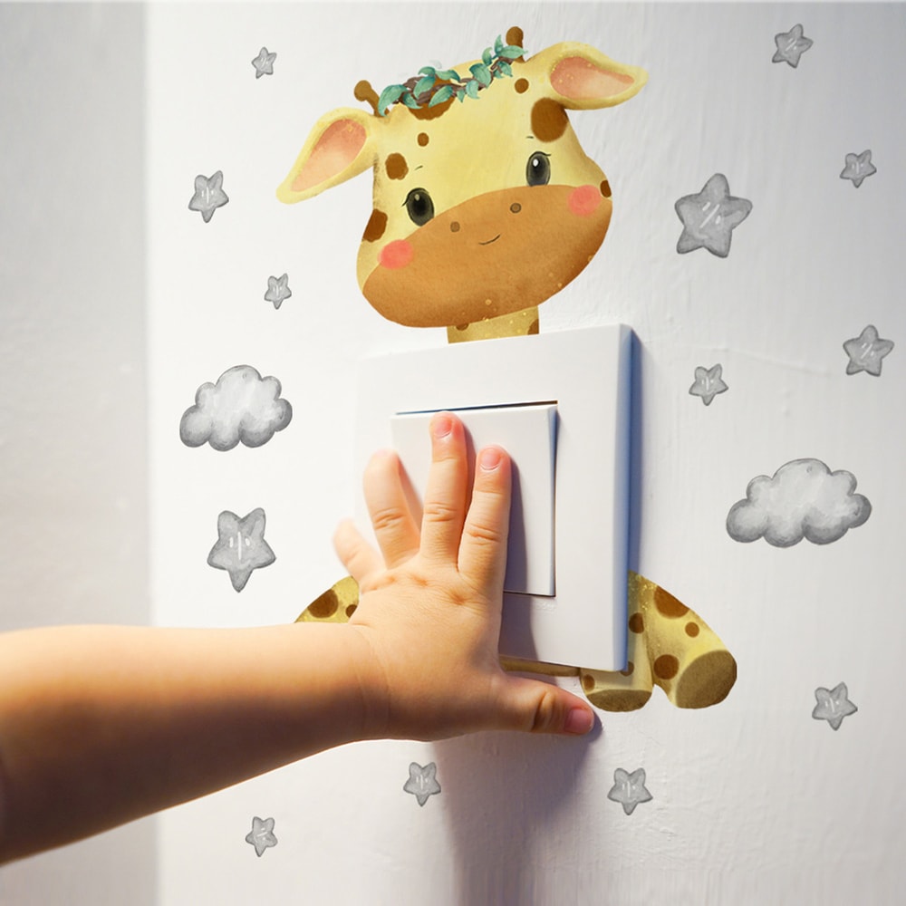 Cute Animal Wall Stickers For Kids SelfAdhesive Giraffe Bear Elephant Bedroom Decor 5