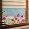 Beautiful Colorful Flowers Wall Stickers, Vibrant Self-Adhesive Glass Window Decor for Home, Room, or Office
