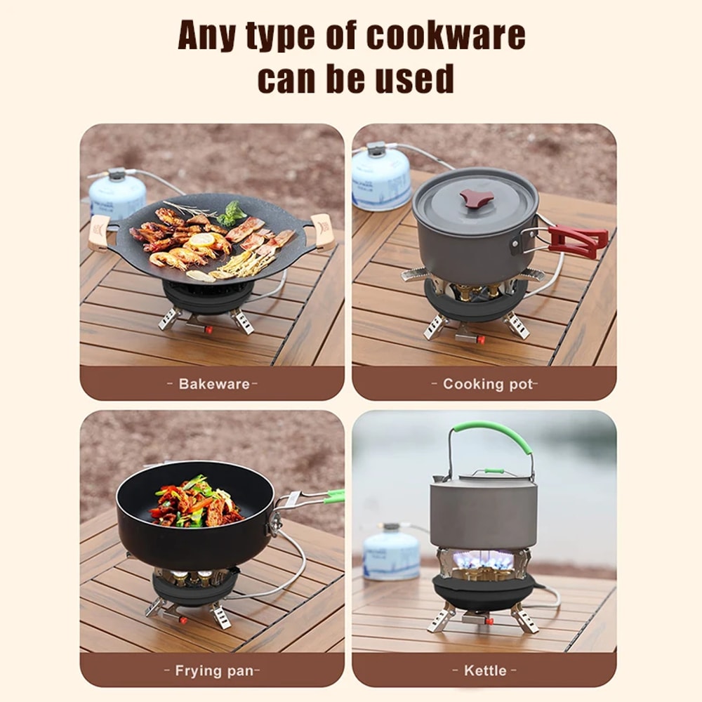 Portable Camping Gas Stove, High-Pressure Propane & Butane Burner for Outdoor Emergency Use