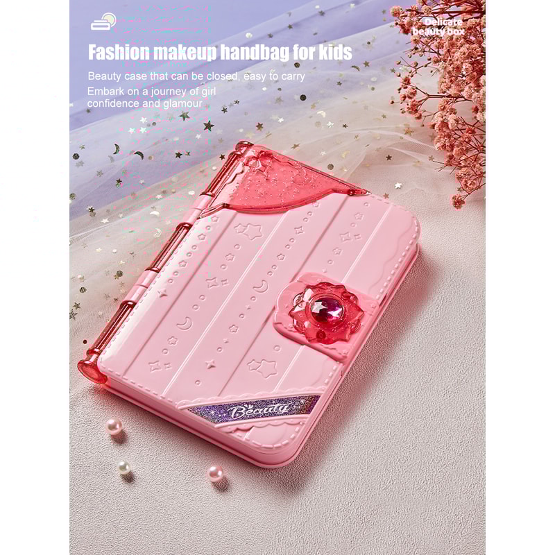 Kids Makeup Kit for Girls, Washable Beauty Dress Up Set with Mirror