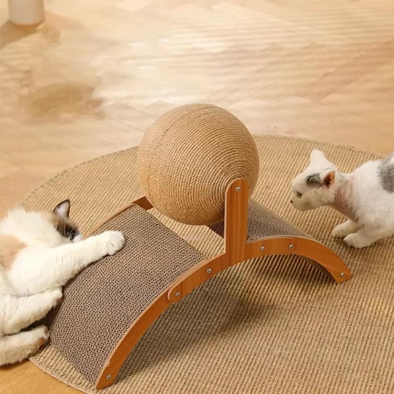 Wooden Cat Scratching Ball 2in1 Sisal Scratch Board WearResistant Grinding Paw Toy For Cats 1