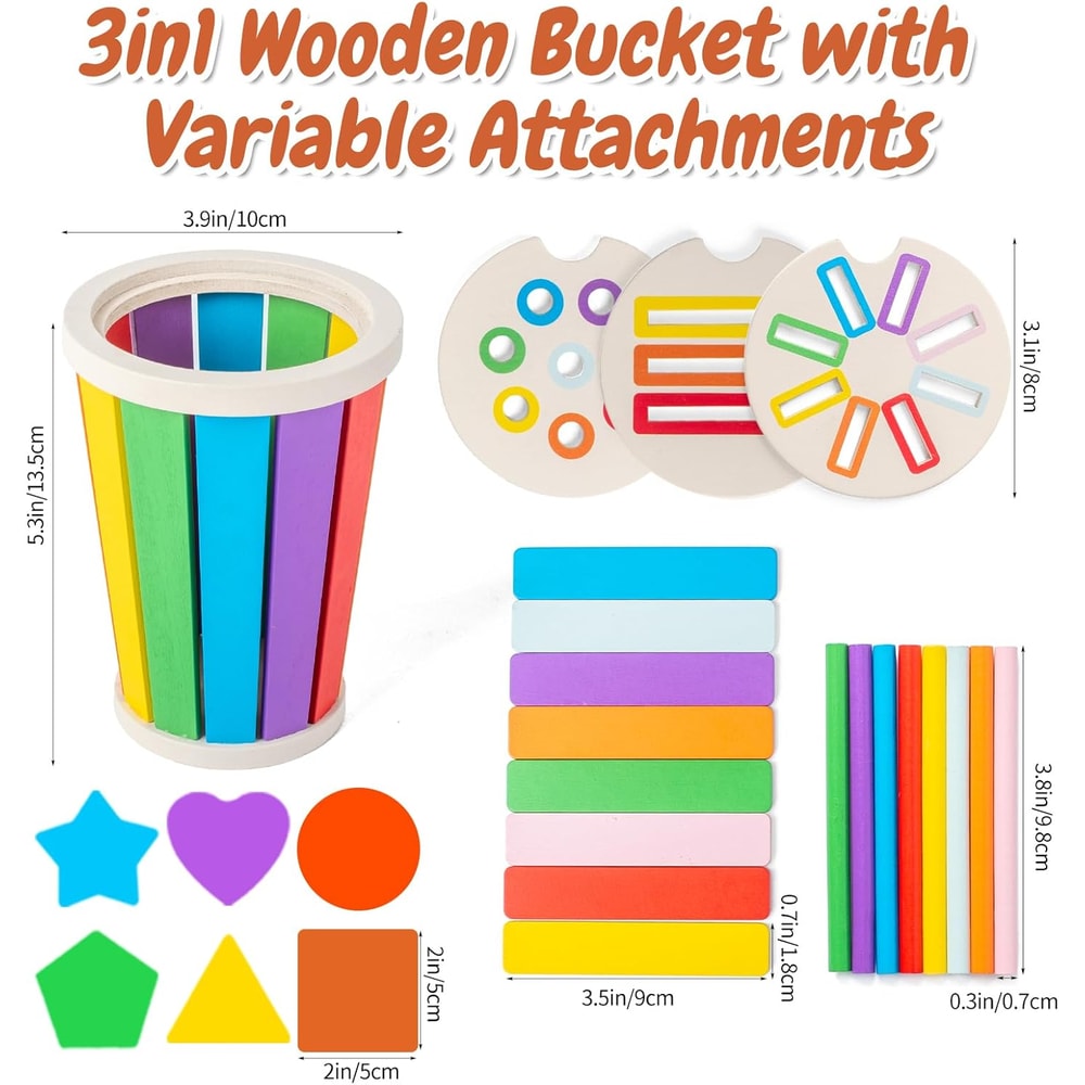 Montessori Wooden Shape Sorting Toy For Toddlers Color Matching Fine Motor Skills Development 5