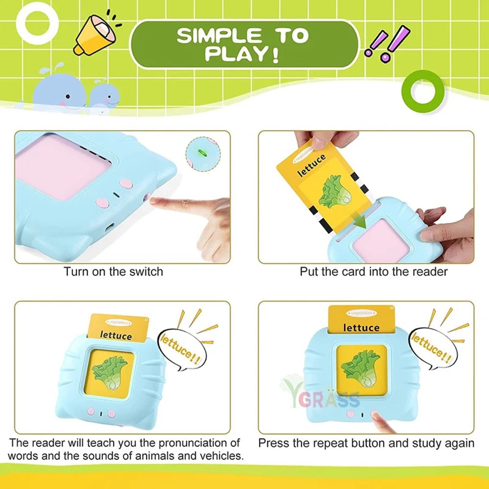 Interactive Talking Flash Cards For Kids Language Learning Toy With Audio Reader For Toddlers And P 1