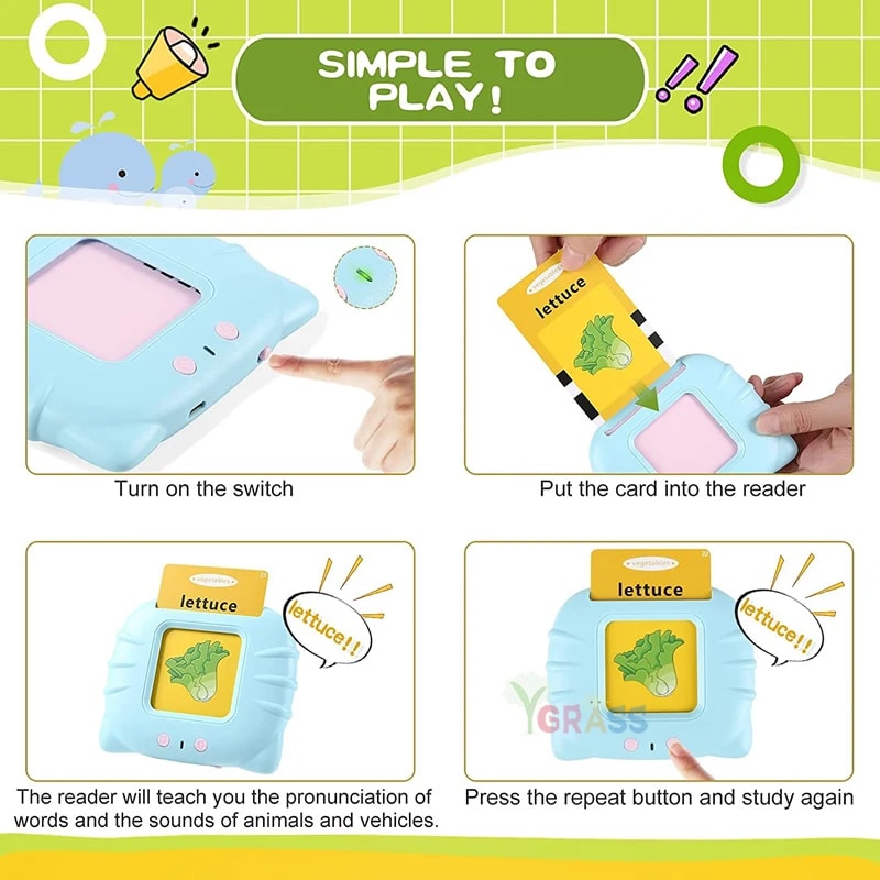 Interactive Talking Flash Cards For Kids Language Learning Toy With Audio Reader For Toddlers And P 1