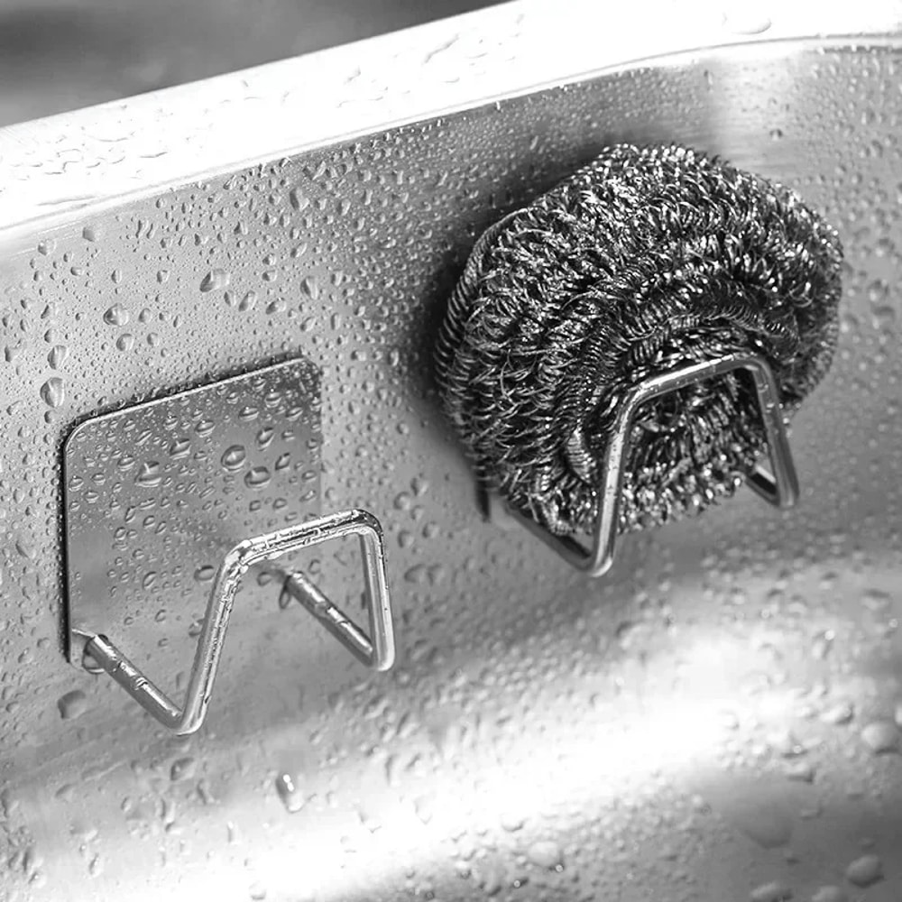 Stainless Steel Sponge Holder For Kitchen Sink Self Adhesive Sink Sponge Organizer Rack 4