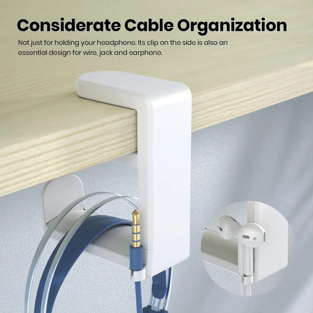 Dual Hook Desk Headphone Stand Clamp On Gaming Headset Stand With 360 Rotating Headphone Holder 4