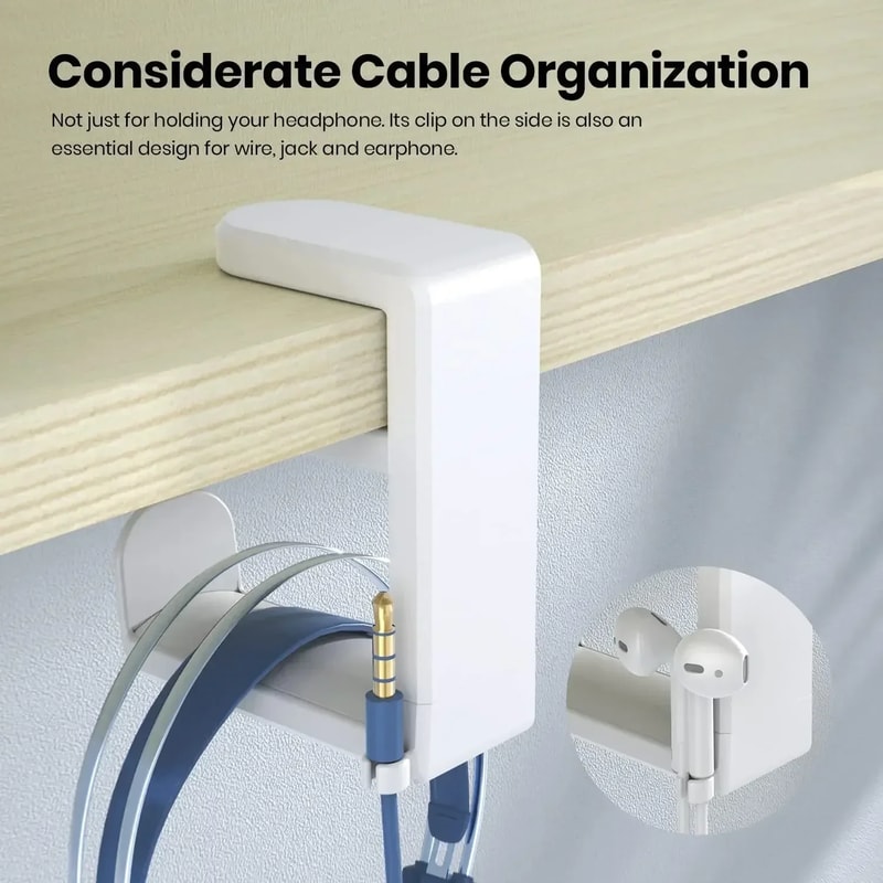 Dual Hook Desk Headphone Stand Clamp On Gaming Headset Stand With 360 Rotating Headphone Holder 4