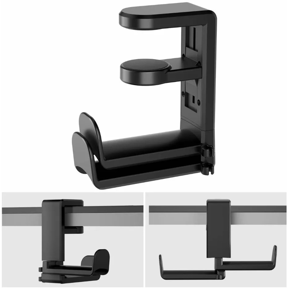 Dual Hook Desk Headphone Stand Clamp On Gaming Headset Stand With 360 Rotating Headphone Holder 5