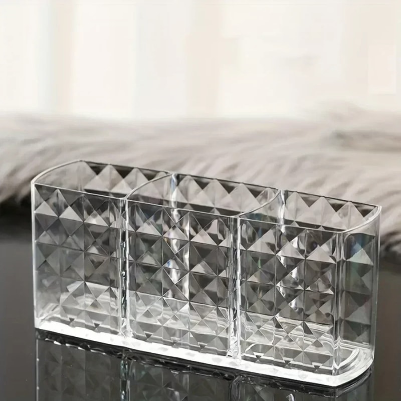 Clear Acrylic Makeup Organizer with Makeup Brush Holder and Lipstick Storage Vanity Display Box