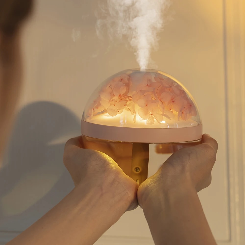 Flower-Shaped USB Humidifier with LED Mist Maker, Home Air Hydration