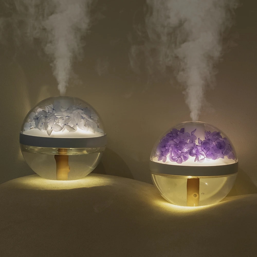 Flower-Shaped USB Humidifier with LED Mist Maker, Home Air Hydration