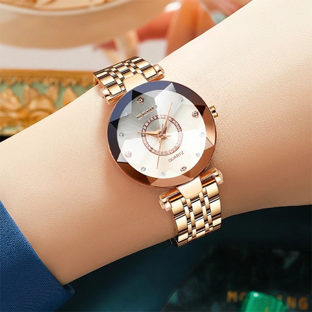 Luxury Women Crystal Bracelet Watch Rose Gold Ocean Star 2