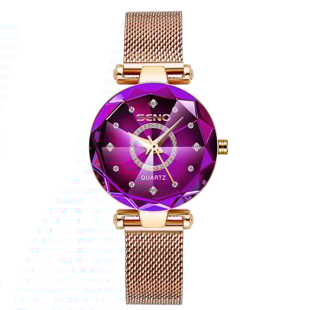 Luxury Women Crystal Bracelet Watch Rose Gold Ocean Star 7