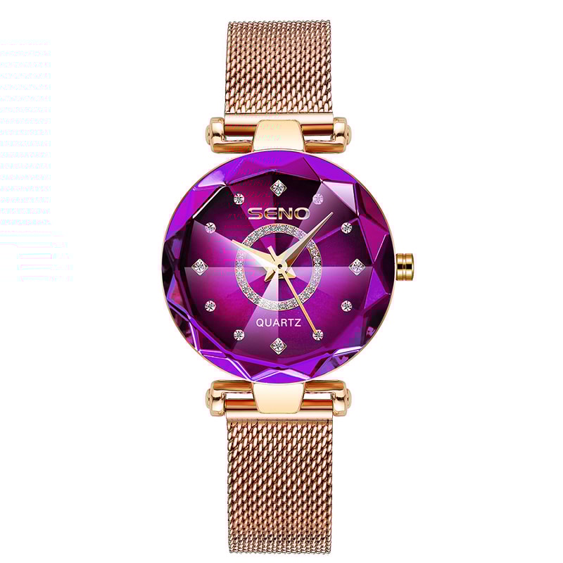 Luxury Women Crystal Bracelet Watch Rose Gold Ocean Star 7