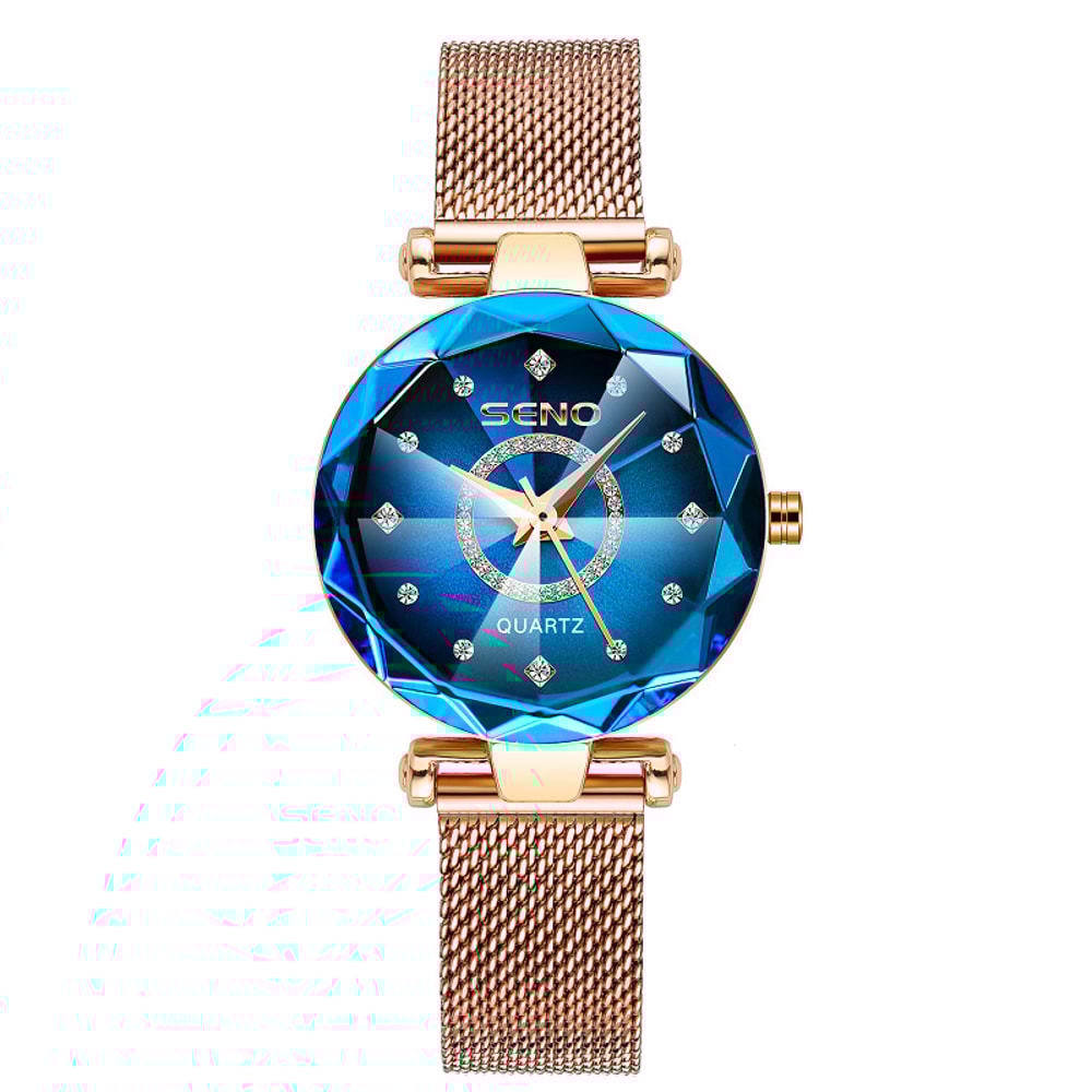 Luxury Women Crystal Bracelet Watch Rose Gold Ocean Star 6