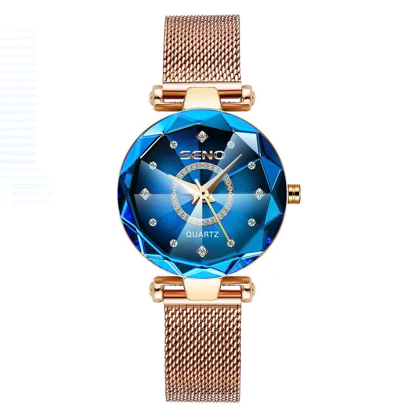 Luxury Women Crystal Bracelet Watch Rose Gold Ocean Star 6