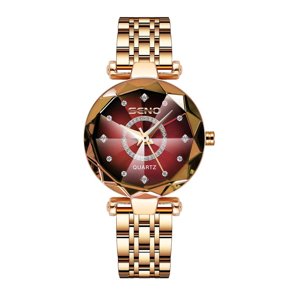 Luxury Women Crystal Bracelet Watch Rose Gold Ocean Star 10