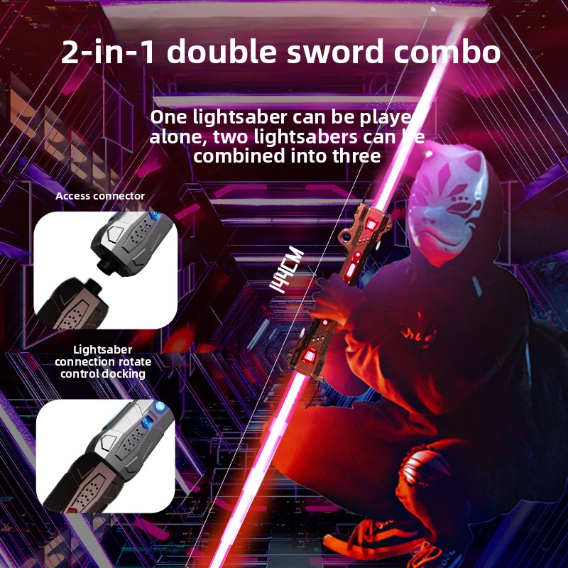 Colorful Glowing Sword Toy With Music 2in1 Rotating Light For Kids 2