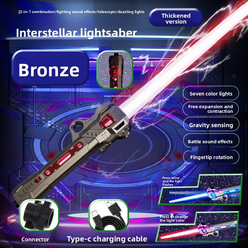 Colorful Glowing Sword Toy With Music 2in1 Rotating Light For Kids 7