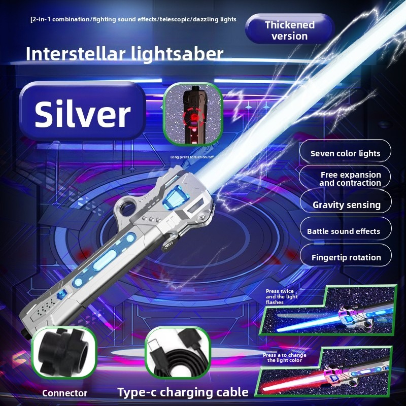 Colorful Glowing Sword Toy With Music 2in1 Rotating Light For Kids 8