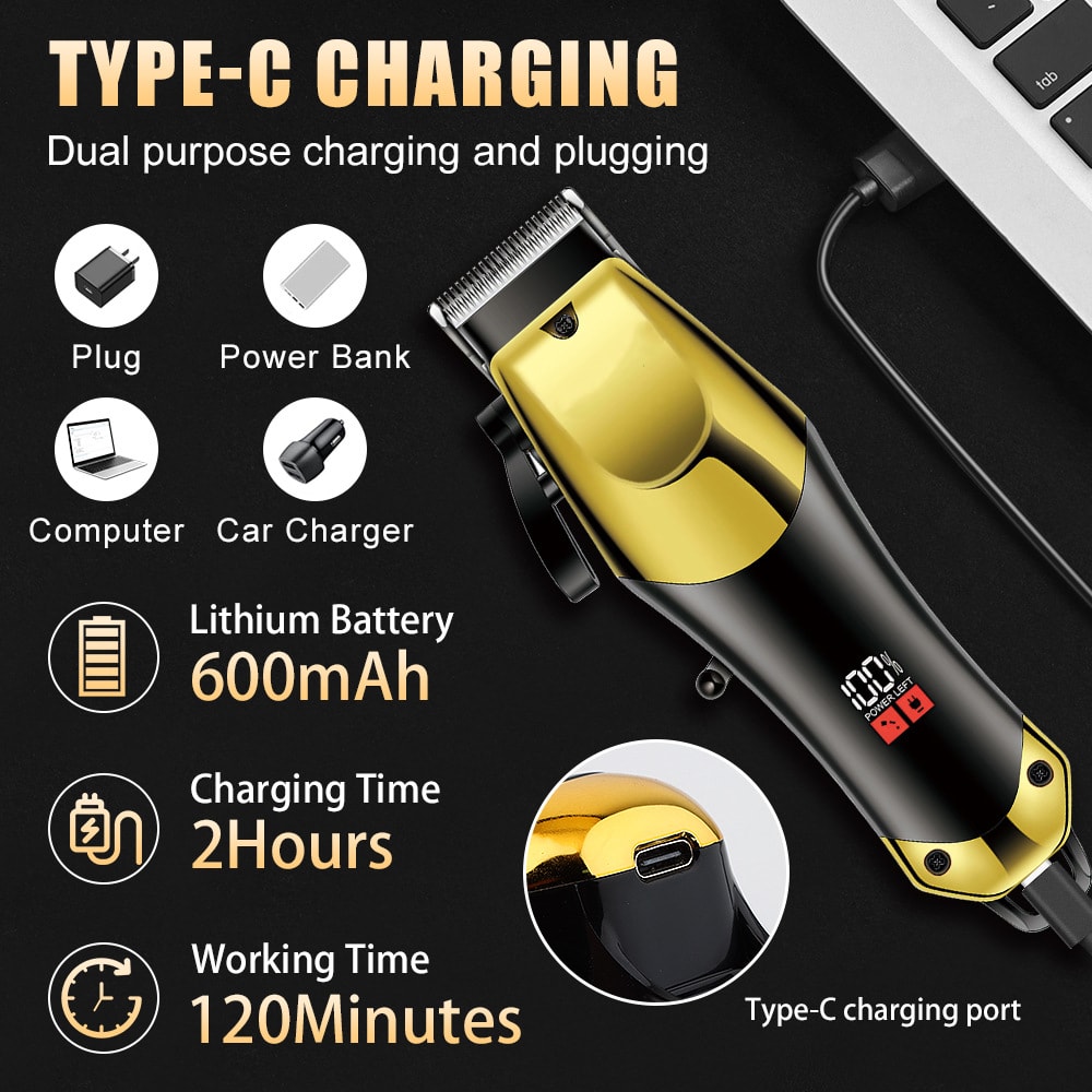 Premium USB Rechargeable Hair Clippers for Men with Electric Trimmers Set