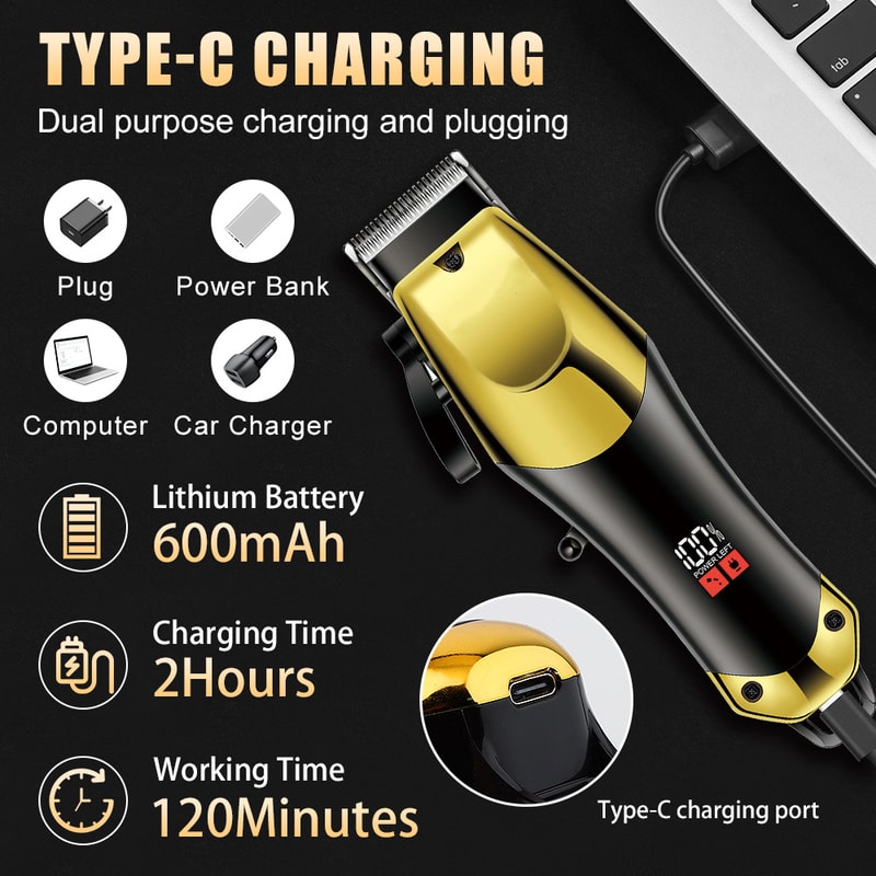 Premium USB Rechargeable Hair Clippers for Men with Electric Trimmers Set