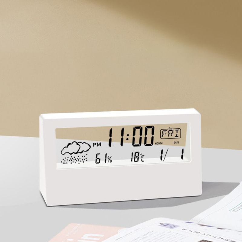 Smart Thermo-Hygrometer Clock with Weather Display & Alarm for Home