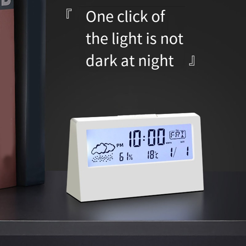 Smart Thermo-Hygrometer Clock with Weather Display & Alarm for Home