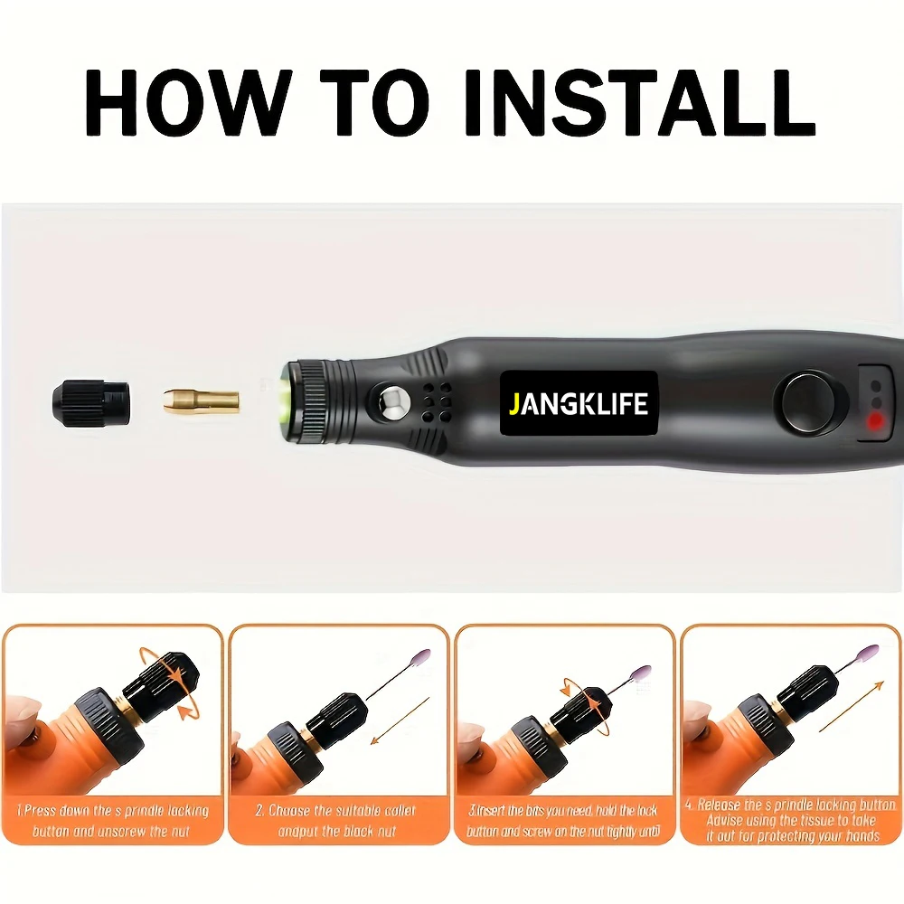 USB Cordless Rotary Tool Kit for Woodworking, Metal, Glass & Jewelry, Mini Wireless Drill for DIY Engraving & Crafting