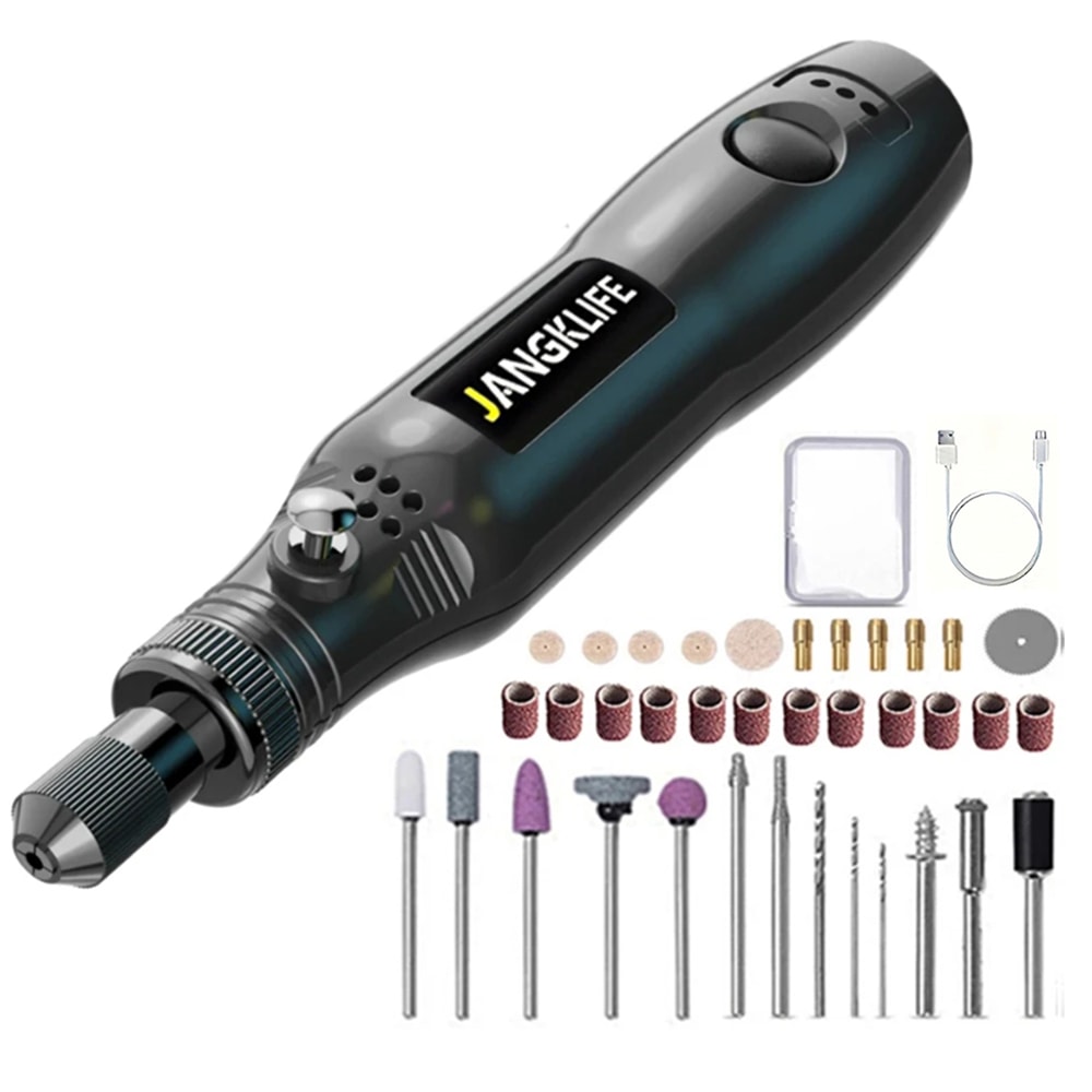 USB Cordless Rotary Tool Kit for Woodworking, Metal, Glass & Jewelry, Mini Wireless Drill for DIY Engraving & Crafting