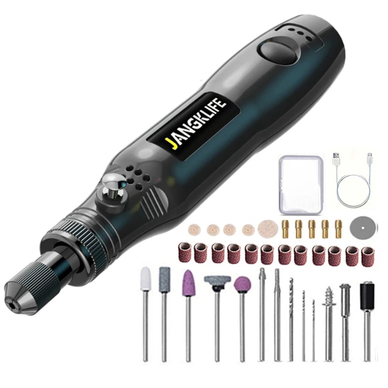 USB Cordless Rotary Tool Kit for Woodworking, Metal, Glass & Jewelry, Mini Wireless Drill for DIY Engraving & Crafting