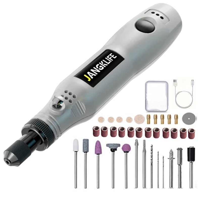 USB Cordless Rotary Tool Kit for Woodworking, Metal, Glass & Jewelry, Mini Wireless Drill for DIY Engraving & Crafting