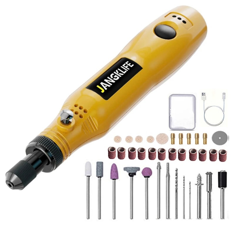 USB Cordless Rotary Tool Kit for Woodworking, Metal, Glass & Jewelry, Mini Wireless Drill for DIY Engraving & Crafting
