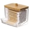 EcoFriendly Cotton Swab Storage Box With Bamboo Lid Transparent Square Organizer For Cotton Buds T 0