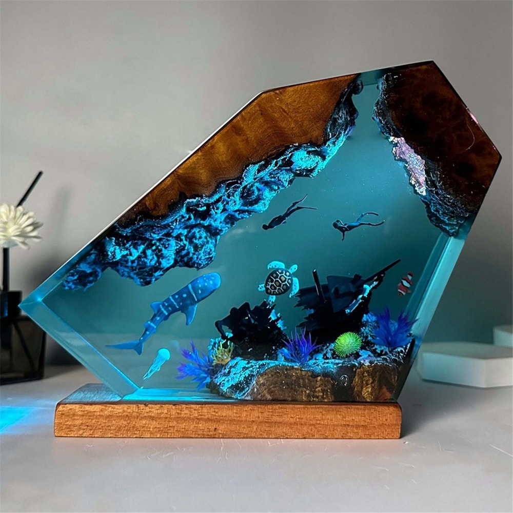 Undersea Resin Whale And Turtle Night Light For Home Office Desk Decoration 0