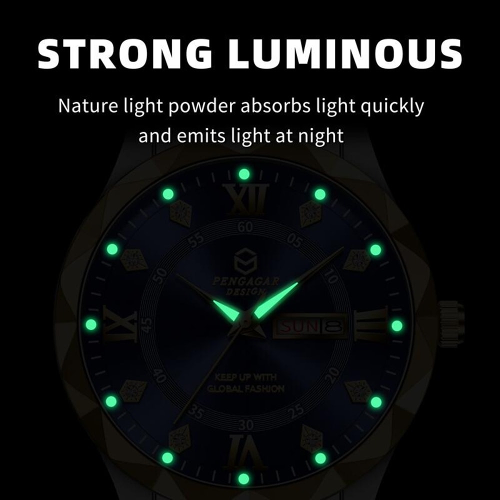 Luxury Waterproof Mens Watch With Date Week Display Luminous Quartz Wristwatch For Casual Formal 3